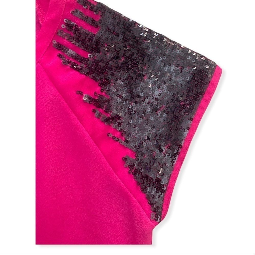 Fun & Flirt Pink and Black W/ Sequined Sleeves L - Picture 3 of 4